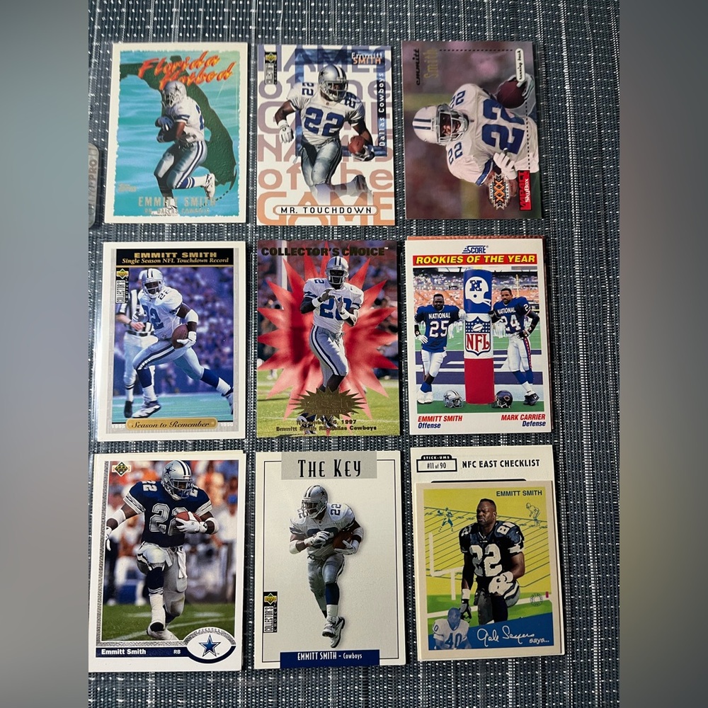 🏈 Emmett Smith Dallas Cowboys NFL Football Sport Cards - Lot of 9, Lot #2